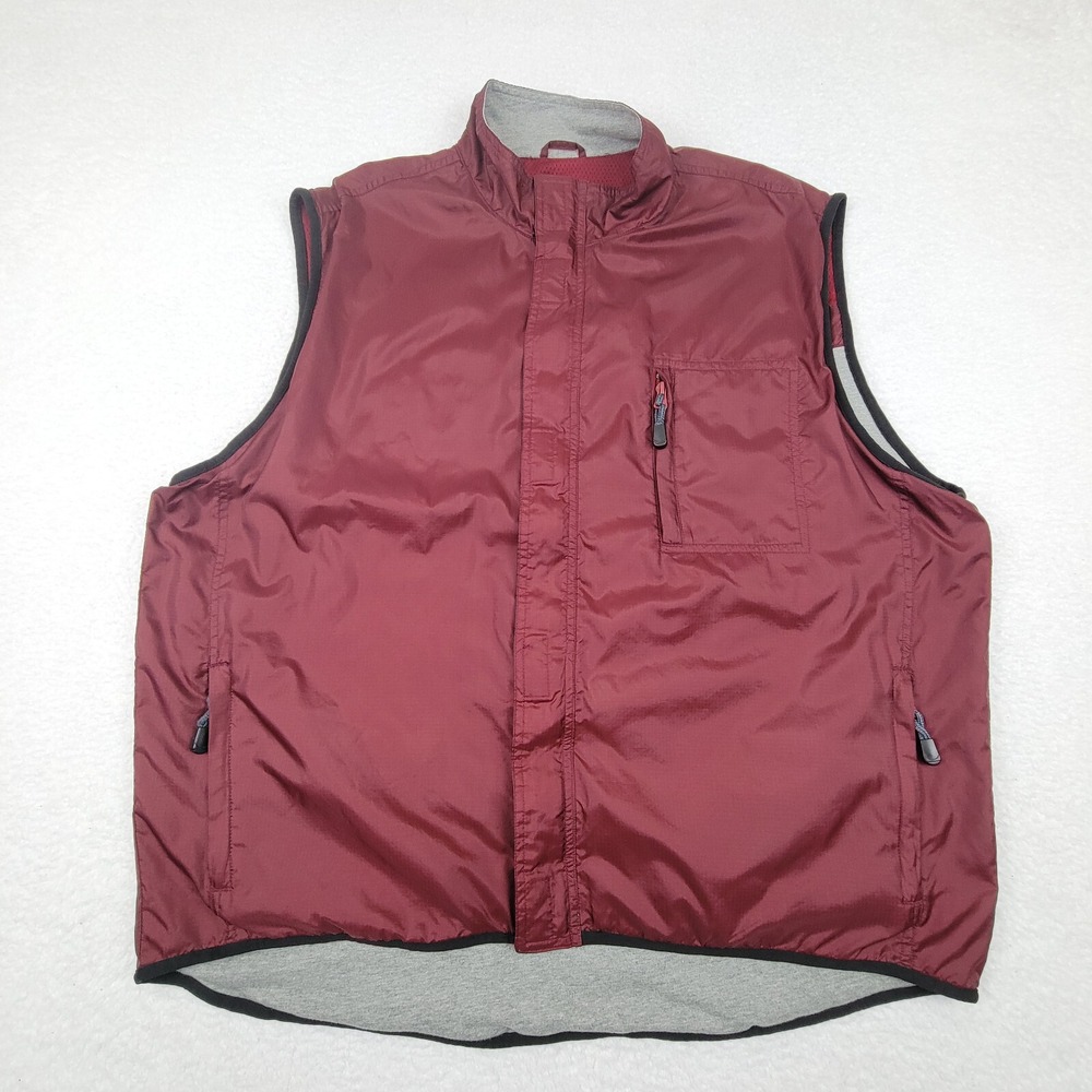 Vintage Gap Full Zip Windbreaker Vest Lined‎ Mens XXL 2XL Wine Red Nylon